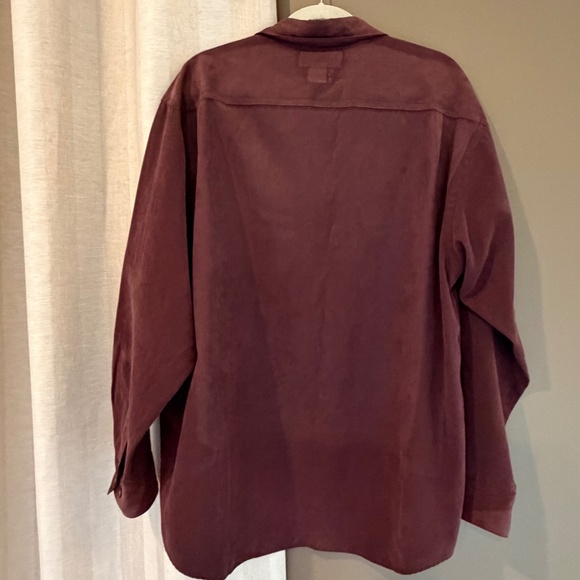 Croft & Barrow Burgundy Faux Suede Long Sleeve Button Down, Size Large - Picture 3 of 12